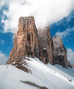 Snowy Tre Cime Di Lavaredo Mountain Paint By Numbers