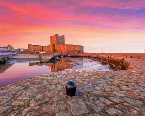 Sunset At Carrickfergus Castle Paint By Numbers