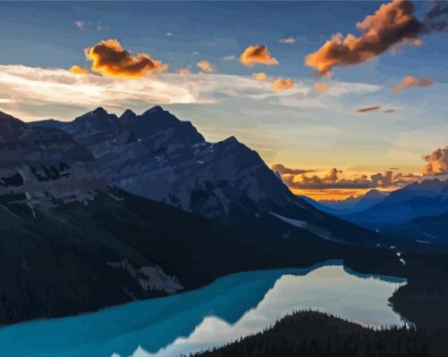 Sunset Over Peyto Lake Paint By Numbers