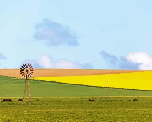 Western Windmill Landscape Paint By Numbers