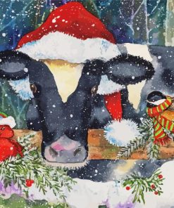 Winter Christmas Cow Paint By Numbers