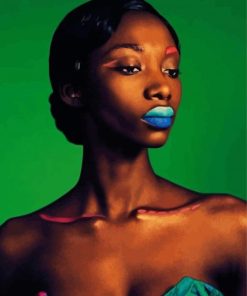 Black Lady With Blue Lips Paint By Numbers