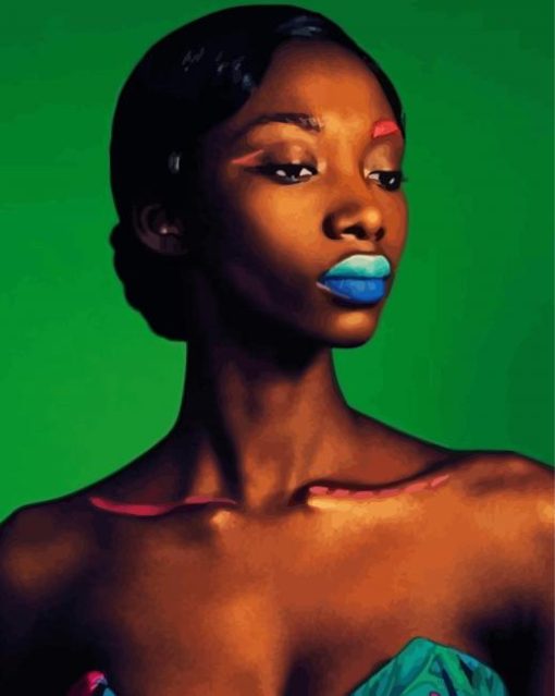 Black Lady With Blue Lips Paint By Numbers