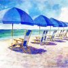 Blue Parasols On The Beach Paint By Numbers