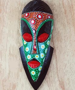 Colorful African Wood Mask Paint By Numbers