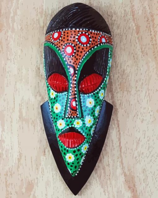 Colorful African Wood Mask Paint By Numbers