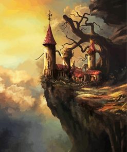 Fantasy Cliff Side Castle Paint By Numbers