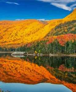 New England In The Fall Landscape Reflection Paint By Numbers