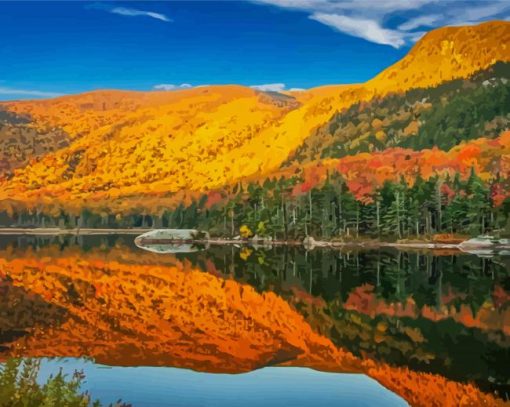 New England In The Fall Landscape Reflection Paint By Numbers