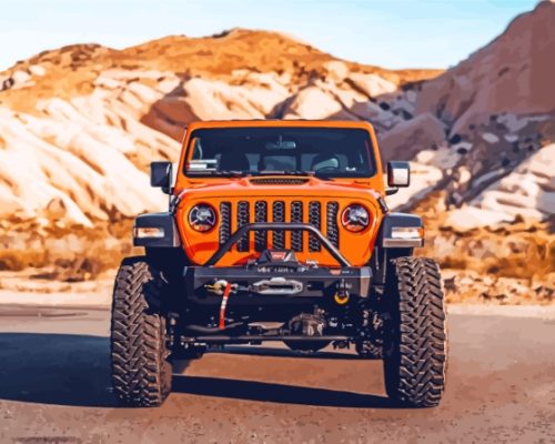 Orange Jeep Gladiator Paint By Numbers