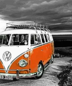 Orange VW Vamper Van Paint By Numbers