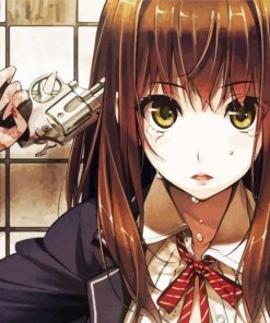 Sad Girl Anime With Gun Paint By Numbers