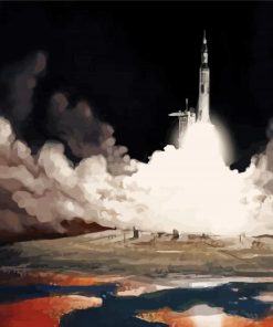 Saturn 5 Launch Art Paint By Numbers