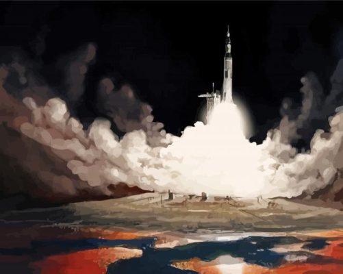 Saturn 5 Launch Art Paint By Numbers