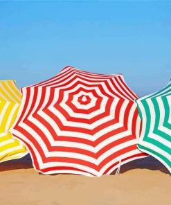 Three Parasols On The Beach Paint By Numbers