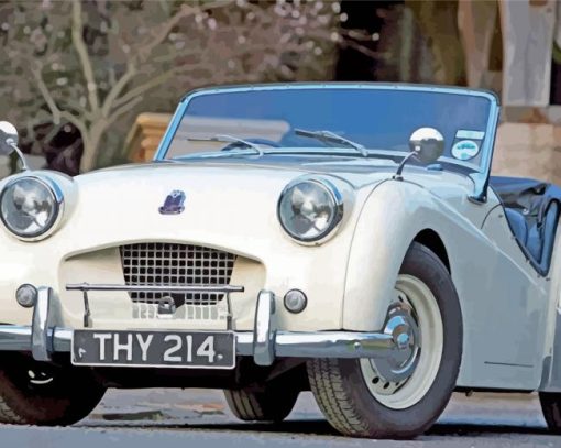 White TR3 Car Paint By Numbers