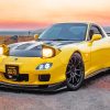 Yellow Mazda RX7 Paint By Numbers