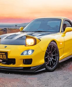 Yellow Mazda RX7 Paint By Numbers