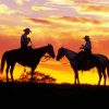 Western Couple Silhouette At Sunset Paint By Number