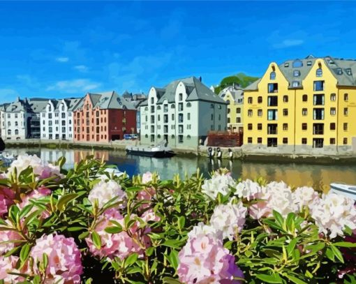 Alesund Colorful Buildings Paint By Number