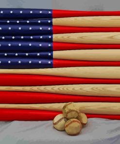 American Flag With Baseball Bats Paint By Number