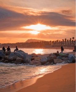 Barcelona Beach Sunset Paint By Number