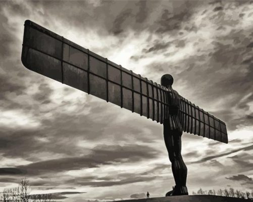 Black And White Angel Of The North Paint By Numbers