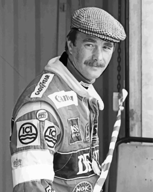 Black And White Nigel Mansell Paint By Number