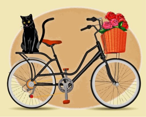 Black Cat On Bike Paint By Number