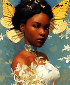 Black Woman And Butterfly Paint By Numbers