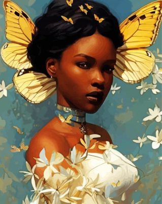 Black Woman And Butterfly Paint By Numbers