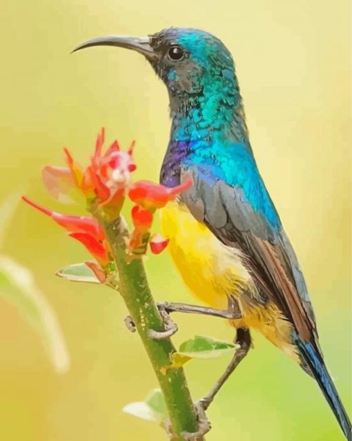 Blue And Yellow Sunbird Paint By Numbers