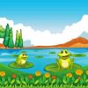 Cartoon Frogs On Lily Pad Paint By Number