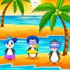 Cartoon Penguins On The Beach Paint By Number