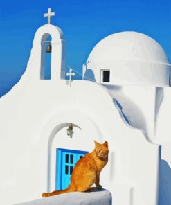 Cat In Greece Mykonos Paint By Number