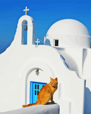 Cat In Greece Mykonos Paint By Number