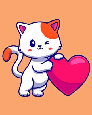 Cat With Heart Art Paint By Number