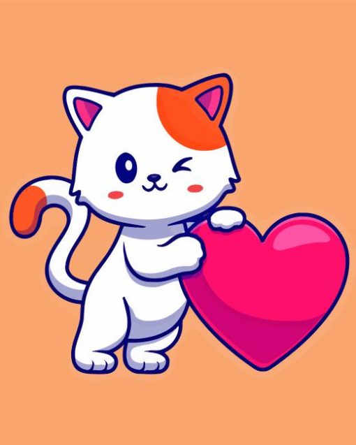 Cat With Heart Art Paint By Number