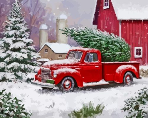 Christmas Ford Truck Paint By Number