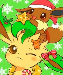 Christmas Pikachu And Eevee Paint By Number