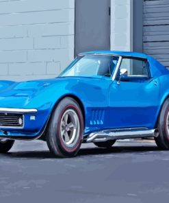 Classic Blue Corvette Car Paint By Number