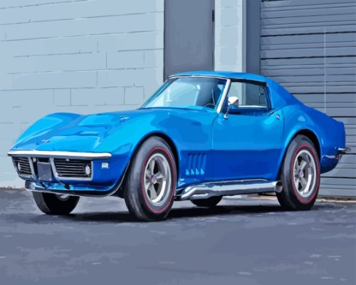 Classic Blue Corvette Car Paint By Number