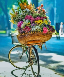 Flowers On Bicycle Paint By Number