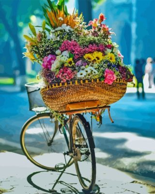 Flowers On Bicycle Paint By Number