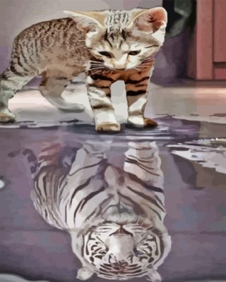 Kitten In Reflection Paint By Number