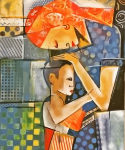 Abstract Cubism Asian Mother And Child Paint By Number