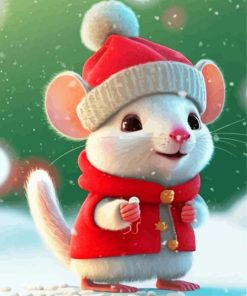 Adorable Christmas Mouse Paint By Number