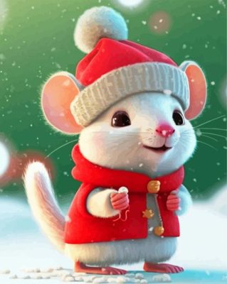 Adorable Christmas Mouse Paint By Number