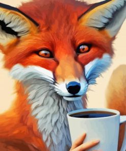 Fox Drinking Coffee Paint By Number