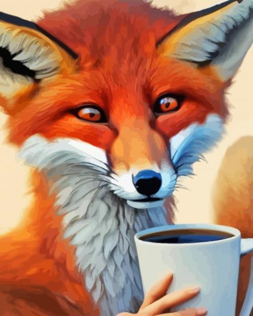 Fox Drinking Coffee Paint By Number